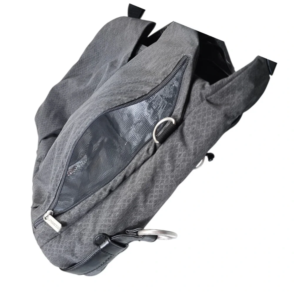 Lassig Neckline Diaper Bag Charcoal‎ Gray Recycled Polyester with Changing Mat